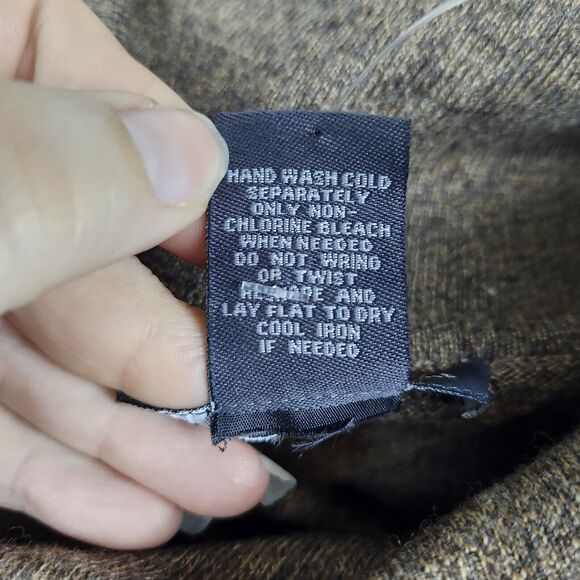 Chelsea & Theodore Wool Blend Sweater Fringe Cowl Neck Brown Womens 2X - Picture 7 of 7